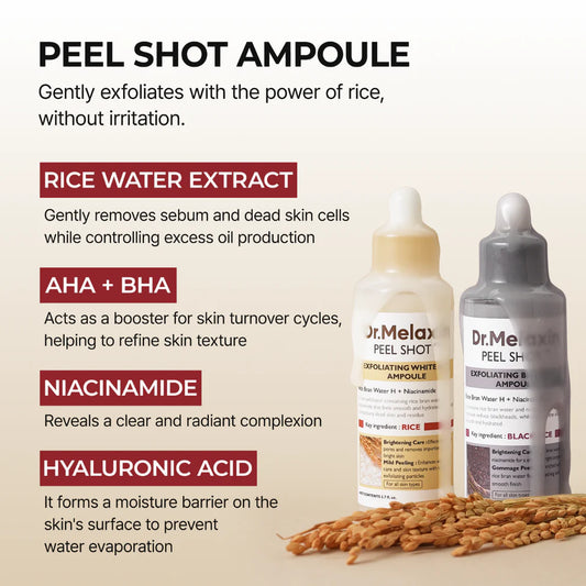 Dr.Melaxin® Peel Shot | Glow Exfoliant Rice Ampoule 80ml (Pack Of 2)